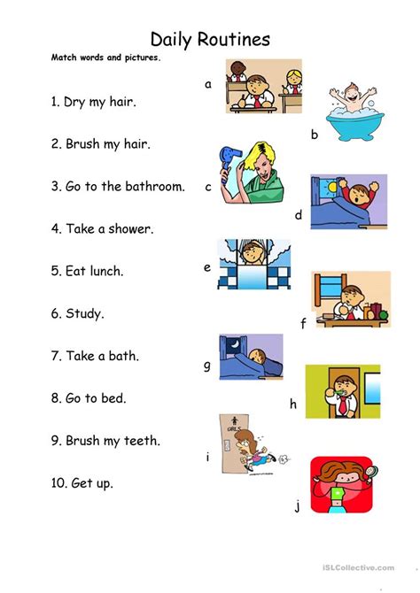 Daily Routines Worksheets