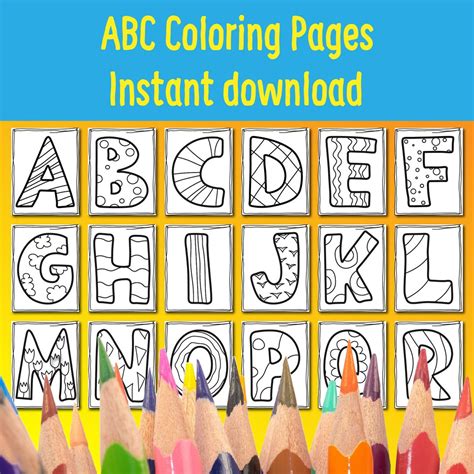 Educational ABC Coloring Pages for Kids Printable School Worksheets ...