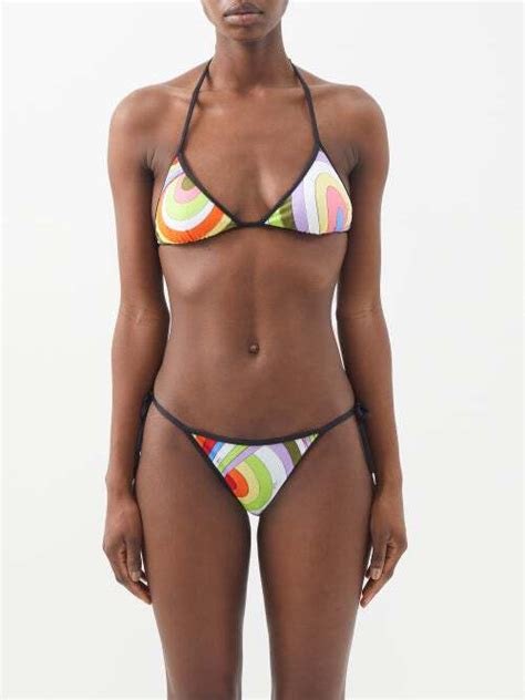 Buy Emilio Pucci Striped Triangle Bikini Top Multi At 30 Off