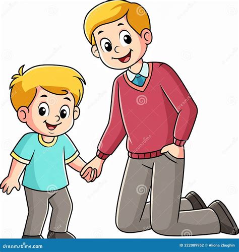 Cartoon Character Of A Dad Helping His Son Royalty-Free Illustration ...