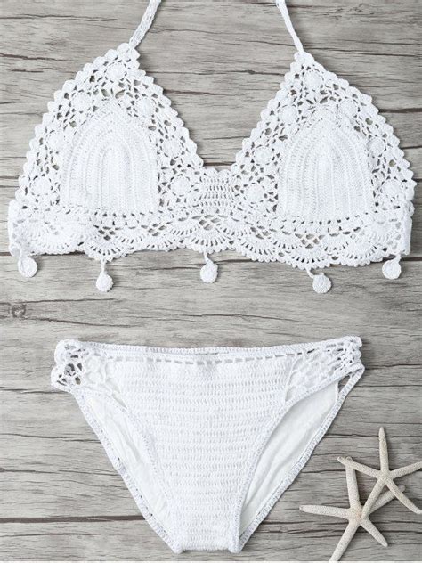 2018 Mesh Crocheted Bikini In White S Zaful