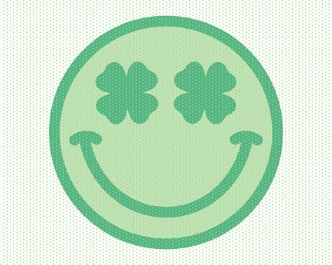 Clover Smiley Face Png Svg Pdf Digital Download Retro Shamrock Svg St