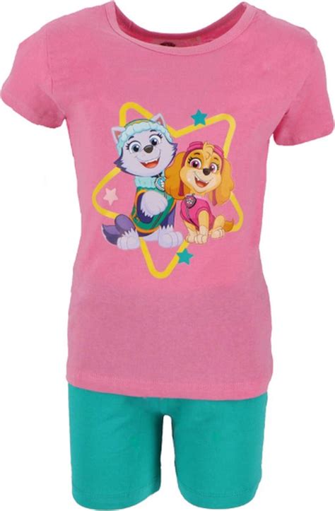 Kinderpyjama Shortama Paw Patrol Roze Turqoise Maat 98 104