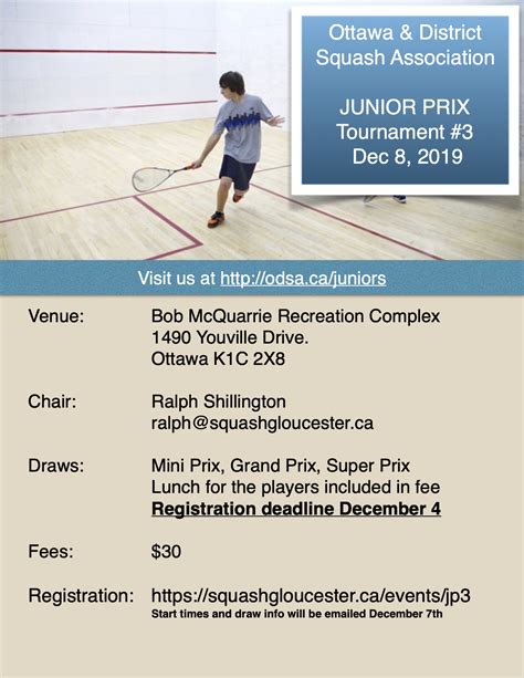 2019 2020 Junior Prix 3 Ottawa And District Squash Association