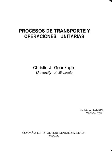 Procesos De Transporte Y Operaciones Unitarias Geankoplis Pdf