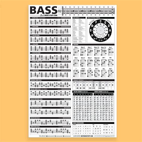 The Essential Bass Theory Reference Poster Bass Guitar Scales Bass