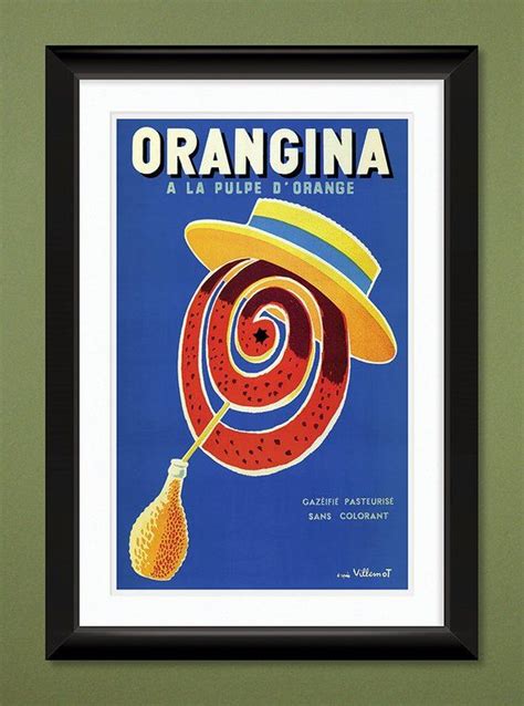 Vintage Advertising Orangina A La Pulpe Dorange 1950s By Bernard