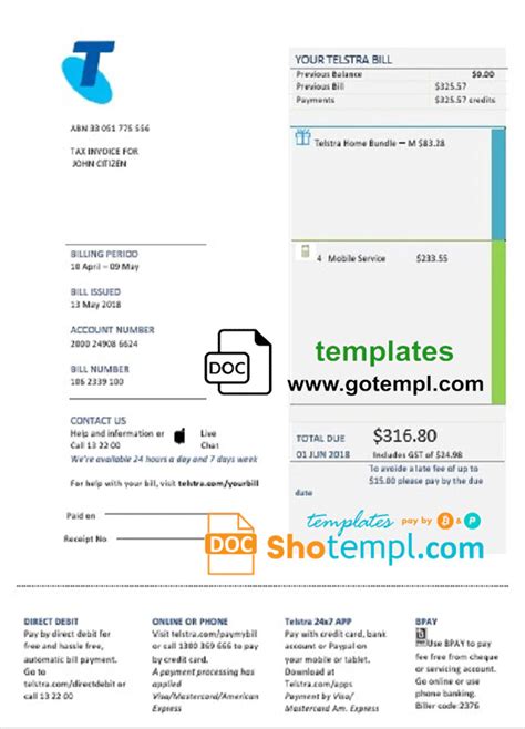 Utility Bill Template Word