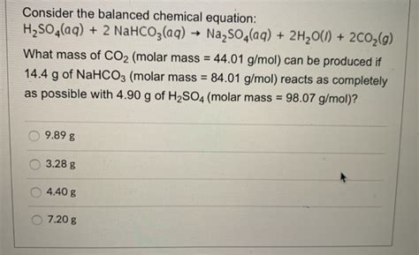 Solved - Consider the balanced chemical equation: H2SO4(aq) | Chegg.com