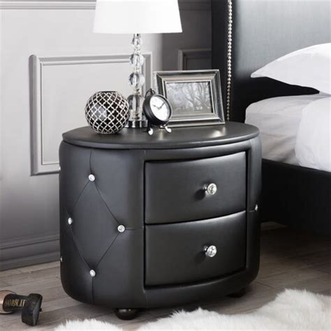 Bowery Hill Drawer Faux Leather Tufted Nightstand In Black Ralphs