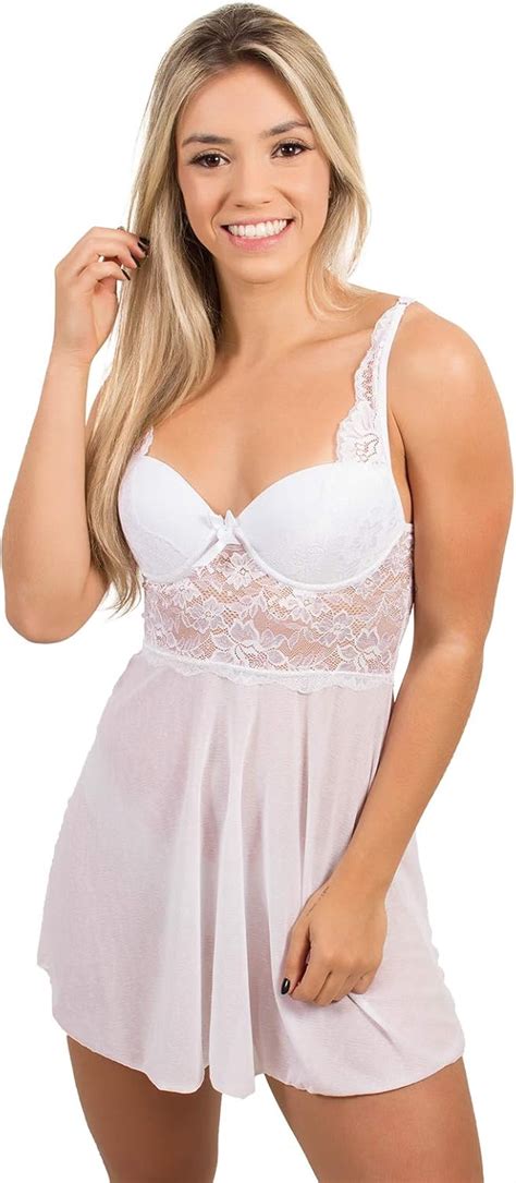Camisola Bojo Lingerie Sexy Renda Curto Noite Lisa Feminino Linha Amazon Br