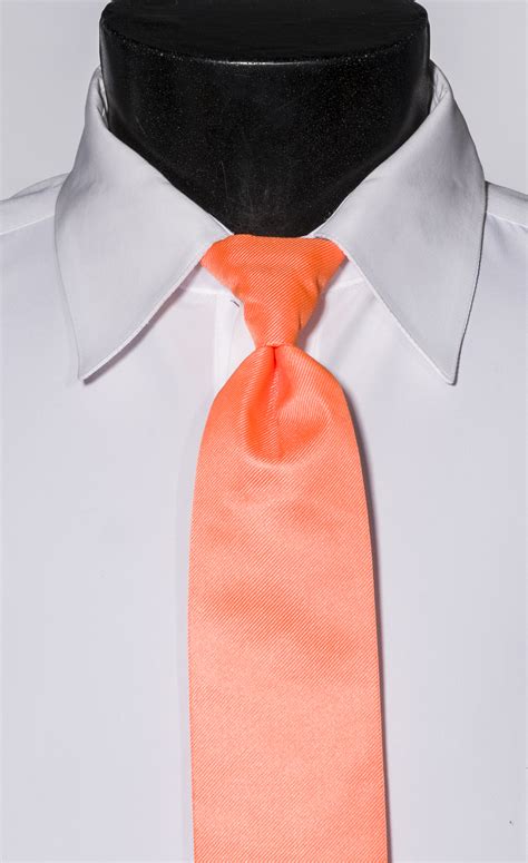 Orange Neon Solid Necktie Baryames Tuxedo