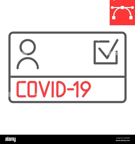 Covid 19 Symbol für Impfpass Linie Zertifikat und Coronavirus