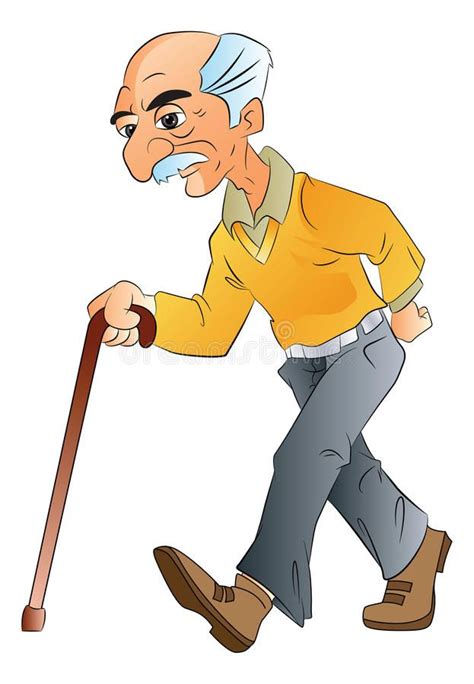 Old Man Walking Stick Cartoon