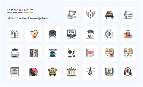 25 Modern Education And Knowledge Power Line Filled Style Icon Pack