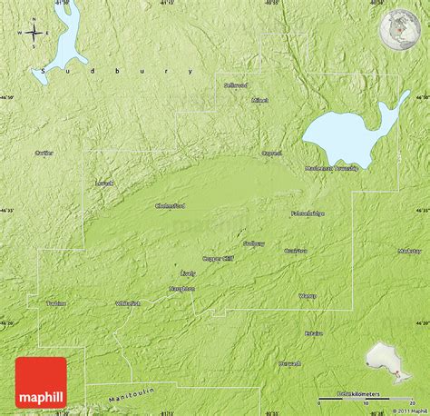 Physical Map Of Greater Sudbury Grand Sudbury