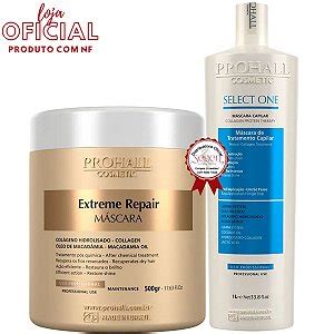 Prohall Progressiva Select One 1L Máscara Extreme Repair e Shampoo