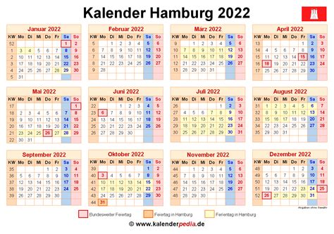 Kalender Hamburg Ferien Feiertage Pdf Vorlagen