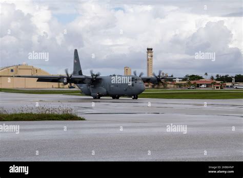 A 36th Airlift Squadron C 130J Super Hercules Taxis On The Runway At