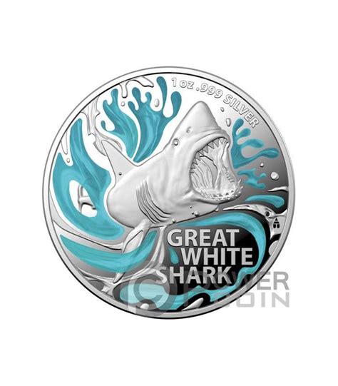 GREAT WHITE SHARK Most Dangerous Hai 1 Oz Silber Münze 5 Australia 2022