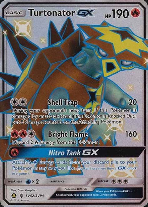 2019 Pokemon Sun Moon Hidden Fates Full Art Turtonator GX SV52 TCG