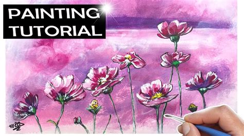 How To Paint A Field Of Flowers Acrylic Landscape Painting Tutorial