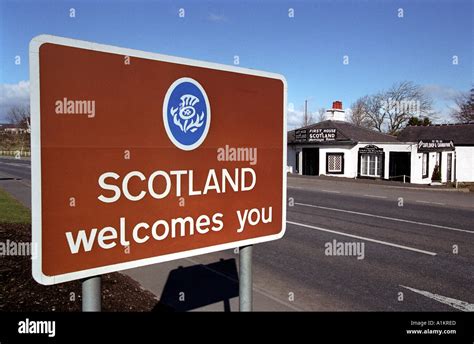 Scotland border sign Stock Photo - Alamy