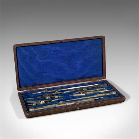 Antique Drawing Instrument Set English Draughtsmans Tools Edwardian