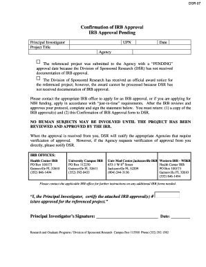 Fillable Online Research Ufl Confirmation Of Irb Approval Fax Email