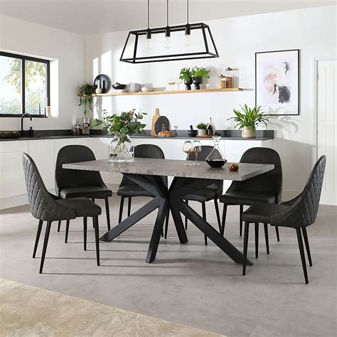 Madison Industrial Dining Table Ricco Chairs Grey Concrete Effect