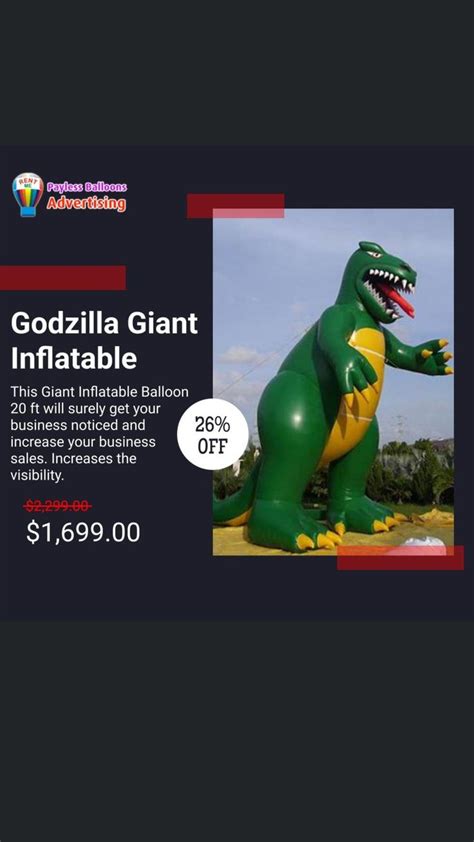 Godzilla Giant Inflatable | Giant inflatable, Inflatable, Godzilla