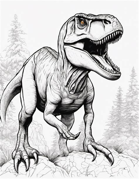 Free realistic t rex coloring page 2023