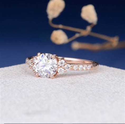 14k Rose Gold Over 2ct Round Cut Diamond Lab Created Engagement Wedding Ring Ebay