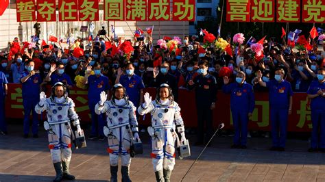 China sends three astronauts to new space station in first crewed ...