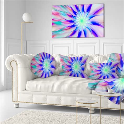 Designart Exotic Blue Fractal Spiral Flower Abstract Throw Pillow Bed Bath And Beyond 20954436