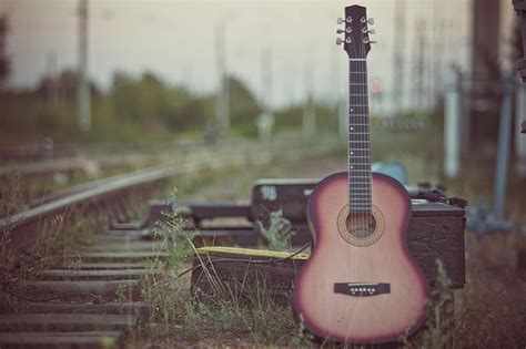 Hd Wallpaper Brown And Black Dreadnought Acoustic Guitar Nature