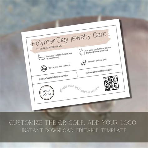 Diy Polymer Clay Care Card Thank You Cards Template Canva Jewellery