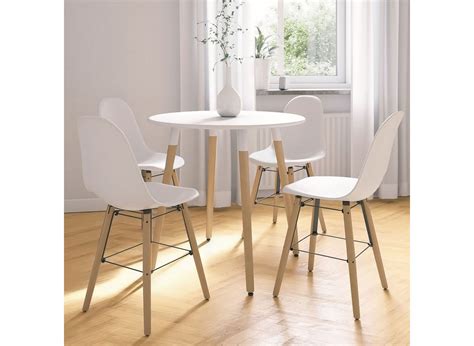 Ensemble Table Ronde Rimma 4 Chaises Blanches Scandinaves DIP