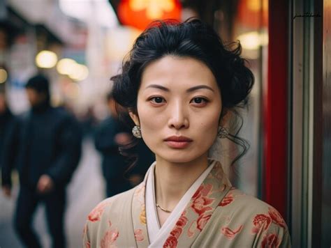 Premium Ai Image Captivating Urban Portrait Of A Young Japanese Woman