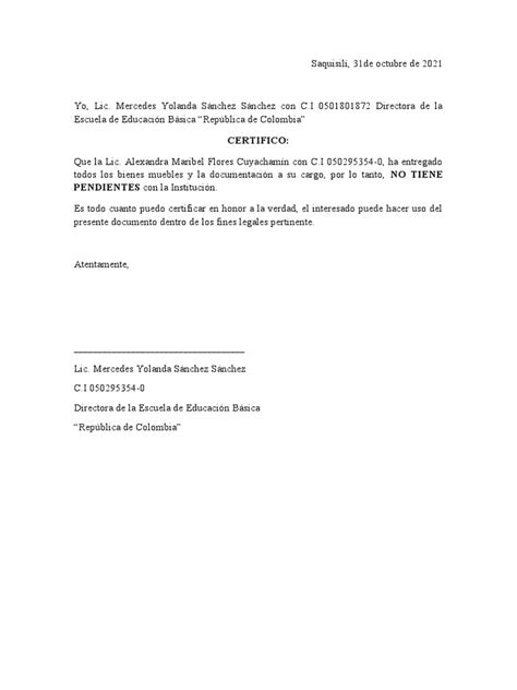 Certificado De No Adeudar Pdf