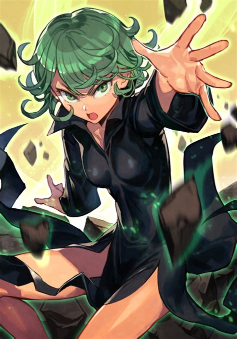 Wallpaper Tatsumaki One Punch Man Green Hair Green Eyes Looking