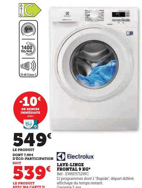 Promo Lave Linge Frontal 9 Kg Electrolux Chez Hyper U ICatalogue Fr