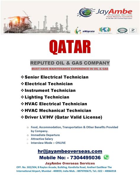 Reputed Oil Gas Company Qatar Jobs In Qatar