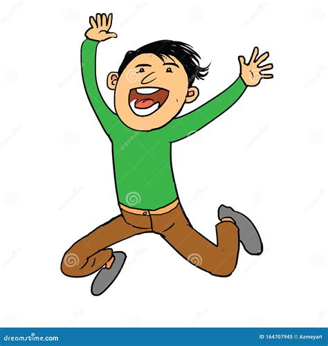 Cartoon Happy Kid Jumping in the Air Stock Illustration - Illustration of development, cute ...