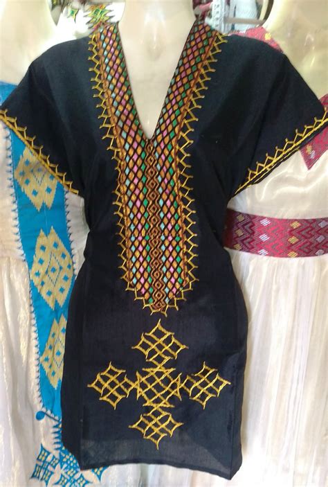 Hand Made Ethiopian Eritrean Habesha Black Mini Dressfree Shipping