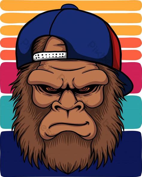 Bigfoot Cool Wearing A Hat Vector Illustration Eps Png Images Free