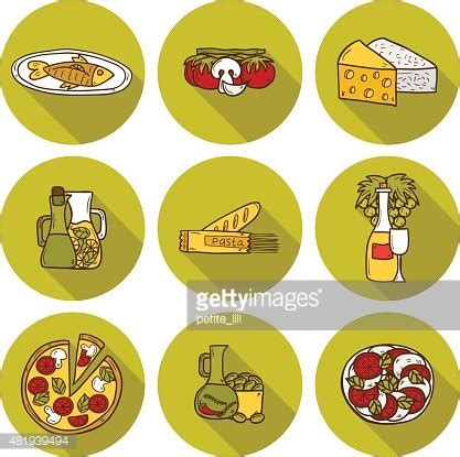 Set Of Cute Hand Drawn Cartoon Shadow Objects On Mediterranean Stock ...