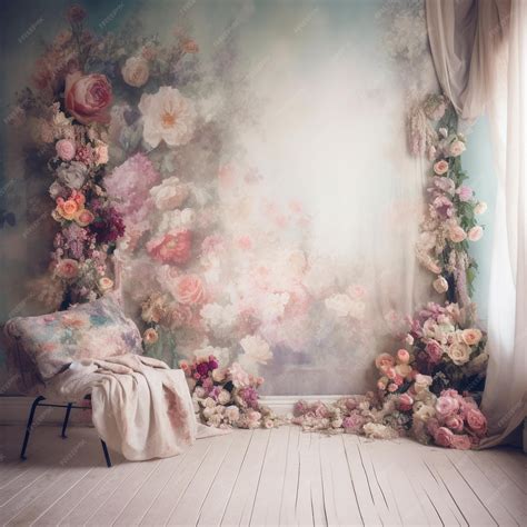 Premium AI Image | A wall with a floral mural in the center