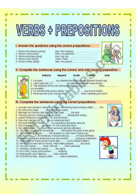 Verbs Prepositions Esl Worksheet By Ania Z