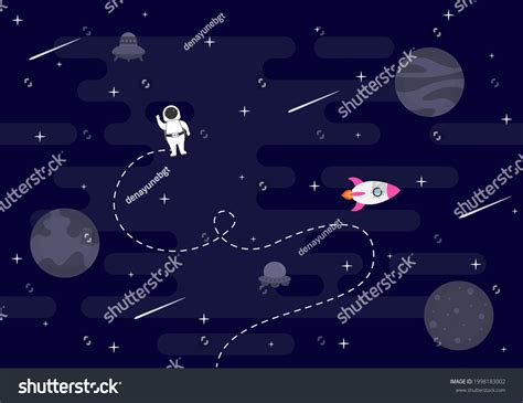 Astronaut Rocket Illustration Explore Outer Space Stock Vector Royalty